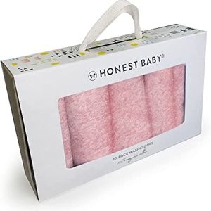 Honest Baby 10-Pack Organic Cotton Baby-Terry Wash Cloths, Pink, One Size